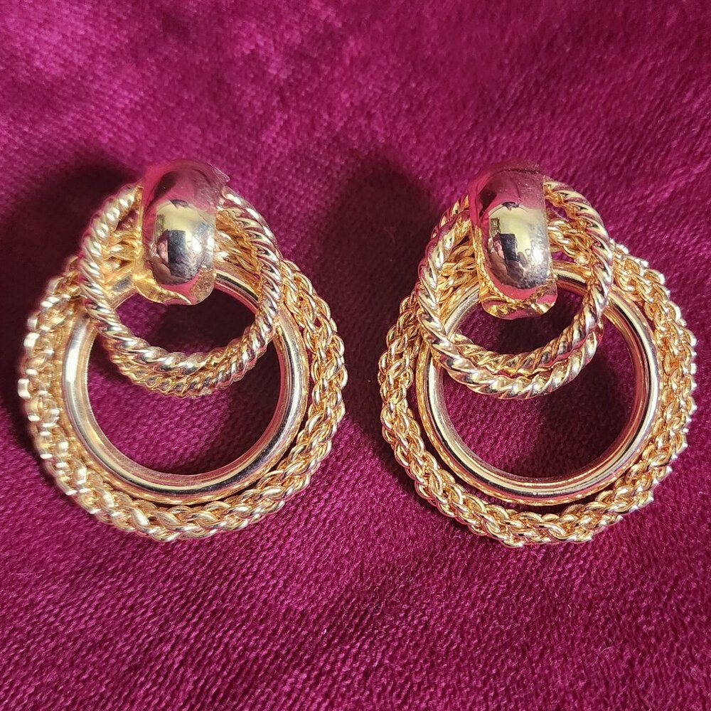 Double Loop Threaded Fashionable Double Circle St… - image 1